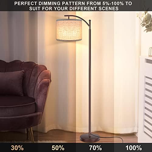 Floor Lamp for Living Room, 4 Color Temperature LED Floor Lamp with Remote Control & Foot Switch, LED Bulb Included, Modern Standing Lamp for Bedroom, Study Room, Office - Oil Rubbed Bronze - Image 3