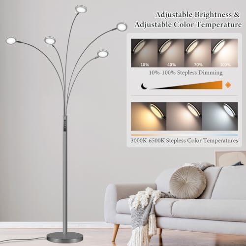 Bairth LED Arc Floor Lamp with Remote,2250LM Dimmable Floor Lamp with Timer - Image 3