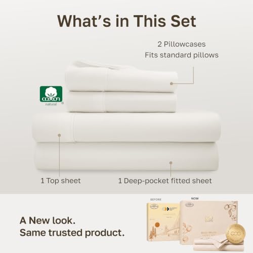 California Design Den Soft 100% Cotton Sateen Full Sheets, 4 Pcs Set - Image 3
