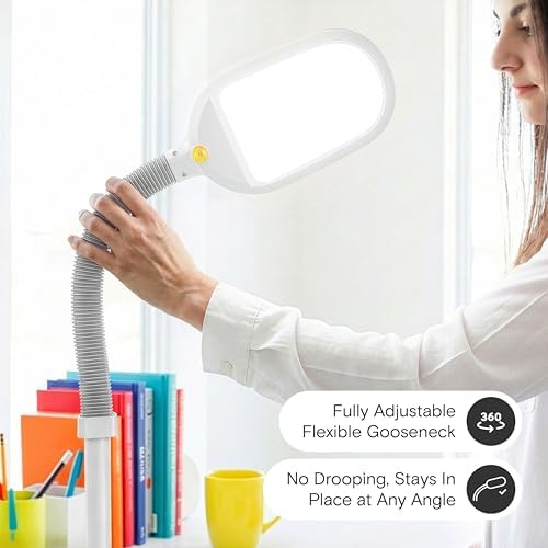 Brightech Litespan - Bright LED Floor Reading Lamp for Over Chair Crafts and Reading, Estheticians' Light for Lash Extensions, Adjustable Standing Lamp for Living Room, Bedroom, Office - White - Image 3