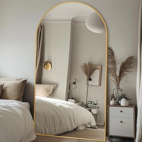 Antok 81" x41” Arched Full Length Mirror with Stand, Floor Mirror, Gold - Image 2