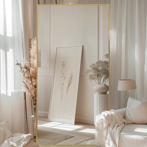 LFT HUIMEI2Y 76"x34" Full Length Mirror, Gold Floor Mirror - Image 6