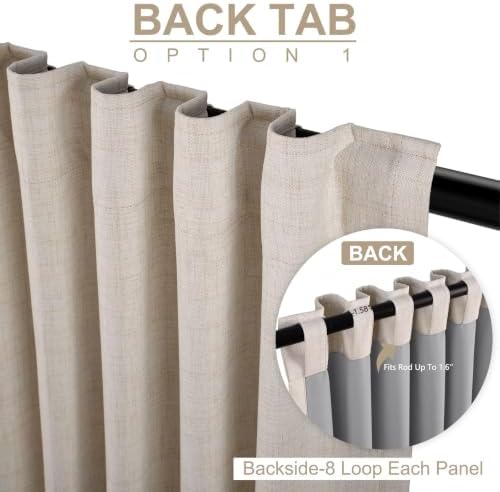 Linen Textured Total Blackout Sliding Door Curtains 84 Inches Long, Cream - Image 3