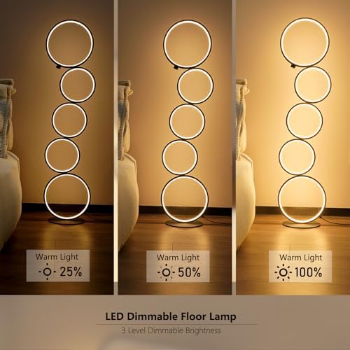 NUÜR 43.3" 5-Ring LED Floor Lamp, Modern Dimmable Standing Lamp - Image 5