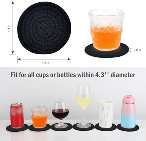 Woven Drink Coasters with Holder, Coasters for Drinks Set of 10 - Image 2
