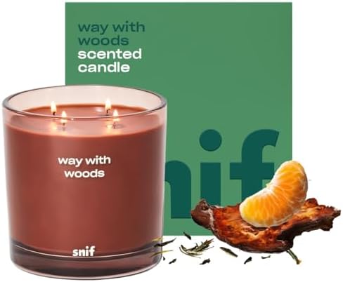 Way with Woods Luxury Scented Candle by Snif, Inviting and Crisp Scent, 200+ Hours, 100% Cotton Fiber Wicks, Soy Wax Blend, Non-Toxic, Vegan, 50 oz by Snif