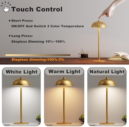 1 Pack Cordless Table Lamp Rechargeable, 5000mAh Battery Table Light - Image 2