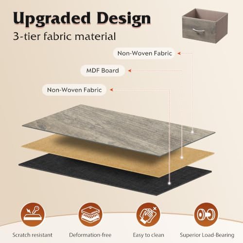 WLIVE Nightstand, 2 Drawer Dresser for Bedroom, Small Dresser with 2 Drawers, Bedside Furniture, Night Stand, End Table with Fabric Bins for Bedroom, Closet, College Dorm, Greige Oak - Image 6