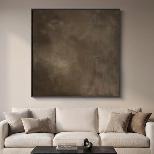 Extra Large Framed Neutral Brown Abstract Wall Art for Living Room, 48x48 by Cuspin