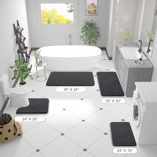 OLANLY Bathroom Runner Rugs 59x20, Extra Soft Absorbent Chenille Bath Rugs - Image 2