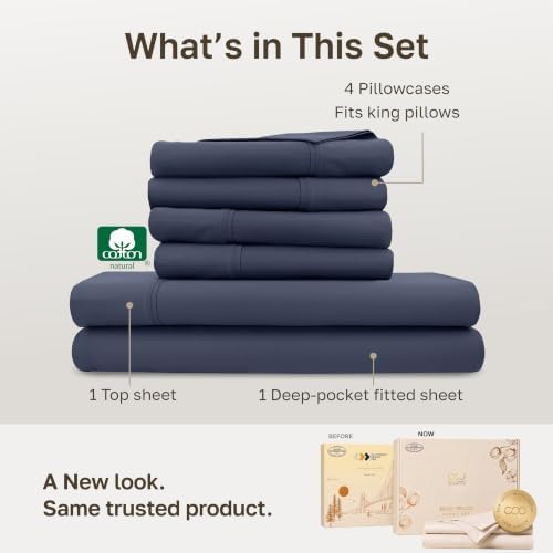 California Design Den 100% Cotton Sateen King Size Sheets Set, 6 Pcs - Image 3