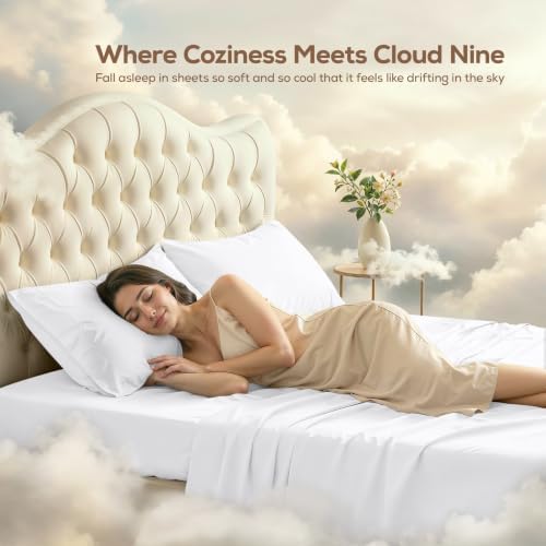 California King Sheet Set, 4 Pieces, Hotel Luxury Bed Sheet 16" Deep, White - Image 4