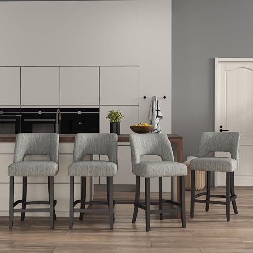VKNOW Bar Stools Set of 4, 26" Upholstered Counter Height Bar Stools by VKNOW