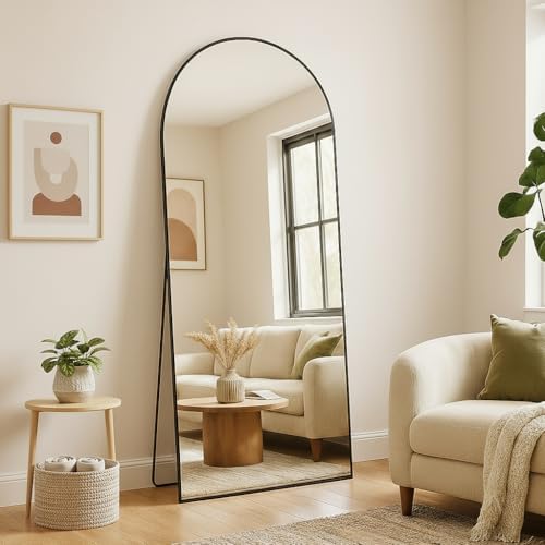BEAUTYPEAK 64" x 21" Arch Full-Length Mirror with Stand, Black by BEAUTYPEAK