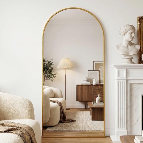 Full Length Mirror, 71" x 32" Arched Full Body Mirror Large Standing Floor Mirrors, Mirrors for Bedroom, Bathroom, Living Room Standing or Wall Leaning, Gold by Novlux