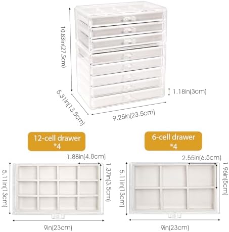 ProCase Earring Holder Organizer Jewelry Box with 8 Drawers, Warmwhite - Image 4