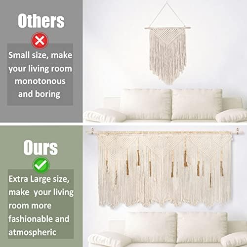 ANPHSIN Extra Large Macrame Wall Hanging, 70.8x39in, Includes Rod - Image 4