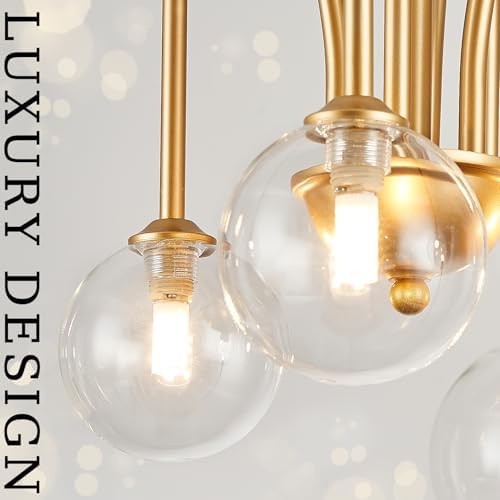 CATINER Modern 40" 6-Light Gold Sputnik Chandelier with Clear Glass Globe - Image 5