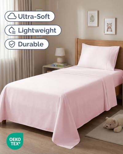 Twin Size 3 Piece Sheet Set - Breathable & Cooling Sheets - Lavender Pink - Image 2