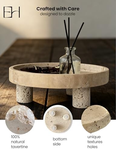 10" Round Marble Fruit Bowl, Three-Legged Decorative Bowl - Image 7