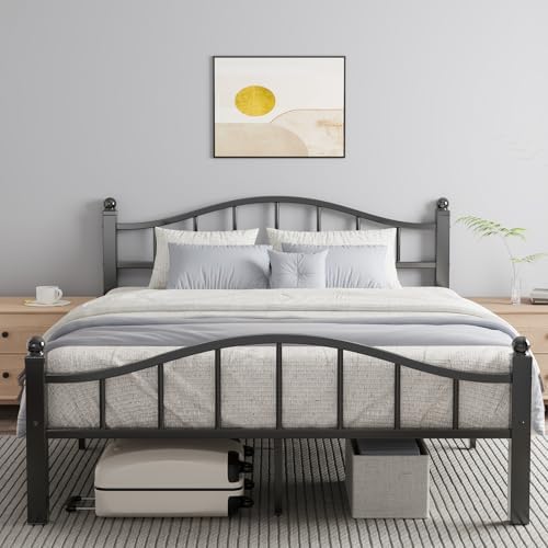 Metal Queen Size Bed Frame with Headboard by Blbeed