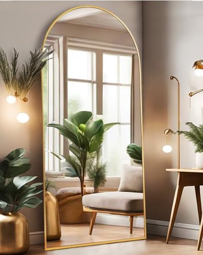 ITSRG Floor Mirror, Full Length Mirror with Stand, Arched Wall Mirror, 27"x71"Mirror Full Length, Gold Floor Mirror Freestanding, Wall Mounted Mirror for Bedroom Living Room, Gold by ITSRG