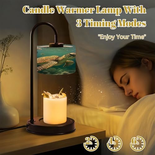 Candle Warmer Lamp with Timer Hyper Realistic Sea Turtle Navigating Vibrant Coral Dimmable Wax Warmer with 4 Bulbs for Jar Candles Women Birthday Gifts House Warming New Home Decor - Image 4