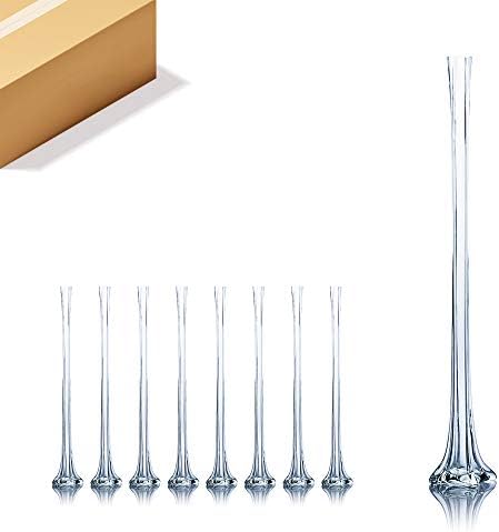 WGV Eiffel Tower Vase Bulk, Open 2", Height 32", (Multiple Sizes Choices) Clear Glass Floral Container with Sturdy Base, Flower Centerpiece for Wedding Event Home Decor, Arts Crafts, 8 Pieces by WGVInternational-OpusGlassware