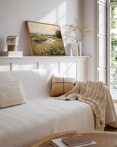 InSimSea Framed Canvas Wall Art Vintage Decor, Farmhouse Wall Decor for Living Room Bedroom Office Bathroom, Spring Landscape Wildflower Field Oil Painting Prints, Home Desk Decorations, 12x16inch - Image 6