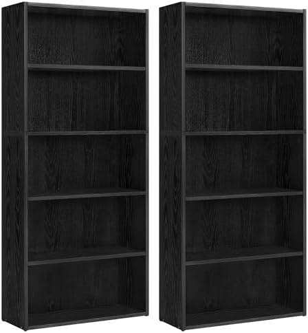 VASAGLE Set of 2 Bookshelves, 5-Tier Open Adjustable Storage Shelves by VASAGLEbySONGMICSHOME