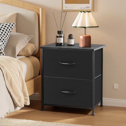 Nightstand Set of 2 Upgraded Small 2 Drawer Dresser End Table - Image 2