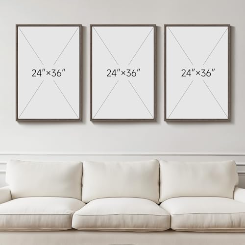 Large Framed Neutral Abstract Wall Art, Set of 3, Beige Brown, 24x36 In - Image 3