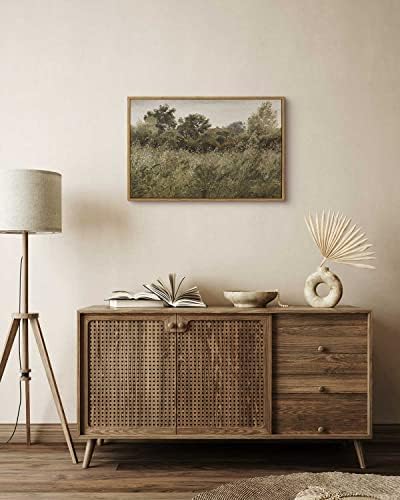 InSimSea Framed Canvas Wall Art Vintage Decor, Room Decor Wilderness Field Paintings Large Canvas Wall Art Prints, Nature Scenery Kitchen Bathroom Bedroom Decor, 16"x24" - Image 3