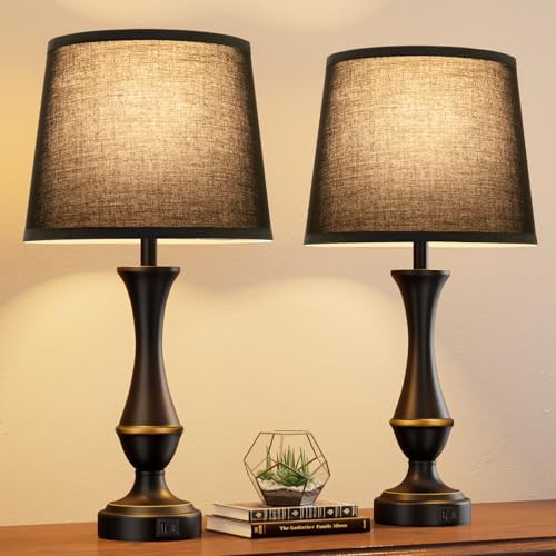 Touch Lamps for Nightstand, 3 Way Dimmable Lamps for Bedroom with USB C+A by SeealleLighting