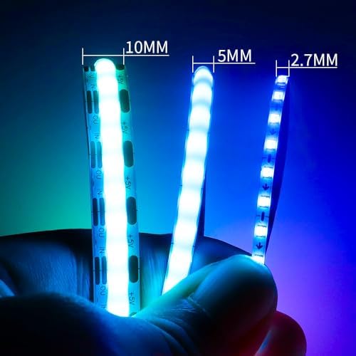160LEDs/m 3.2FT WS2812B WS2812 LED Strip,10mm Width Individually Addressable Dream Color Flexible Smart Light Tape for Bedroom,Kitchen,Stage,TV Backlight,DC5V - Image 3