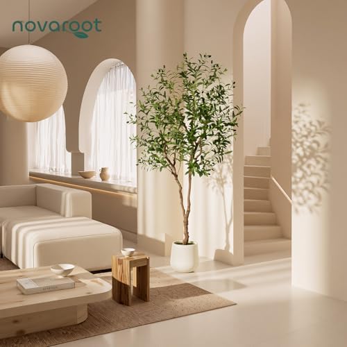 6FT Faux Olive Tree with Decorative Planter, Olive Trees Artificial Indoor with Textured Trunk, Silk Leaves and Olive Fruits, Fake Plants for Living Room, Entryway and Office Decor - Image 4