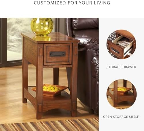 Signature Design by Ashley Breegin Narrow Sofa Side End Table, Brown, 13" - Image 5