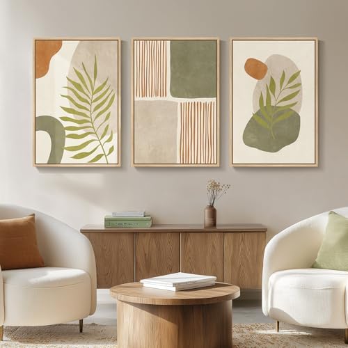 Framed Sage Green Orange Boho Abstract Wall Art for Living Room, 20x30 In - Image 4