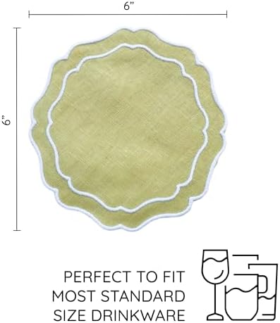 Linen Coasters for Drinks Set of 6, Oliver - Image 3