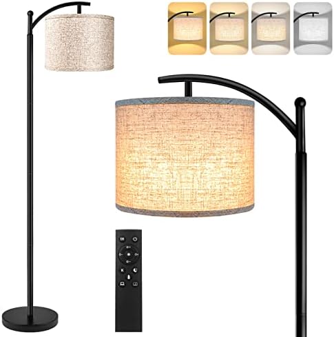ROTTOGOON Floor Lamp for Living Room, 4 Color Temperature LED Floor Lamp with Remote Control & Foot Switch, LED Bulb Included, Modern Standing Lamp for Bedroom, Study Room, Office - Black by ROTTOGOON