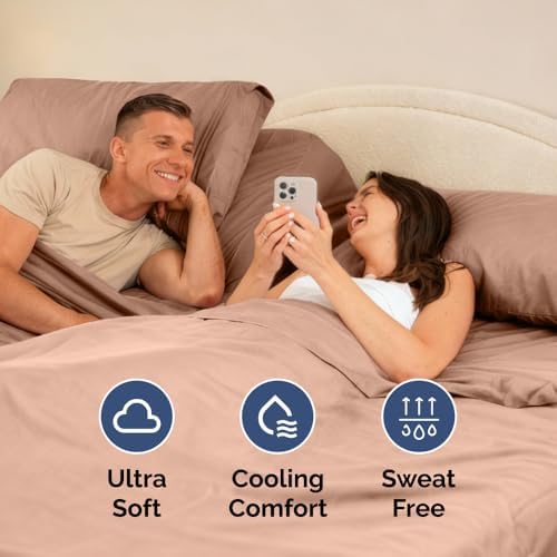 Flex Top Split Head King 4 Piece Sheet Set - Ultra-Soft, Breathable - Mauve - Image 5