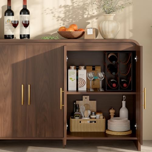 71" Modern Sideboard Buffet Cabinet with Large Storage & 6 Doors, Walnut - Image 5
