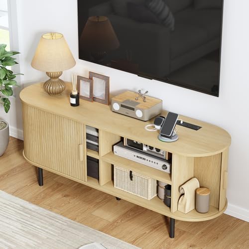 ComfyCorner 55" Mid Century Modern TV Stand with Sliding Doors for 60" TV - Image 3