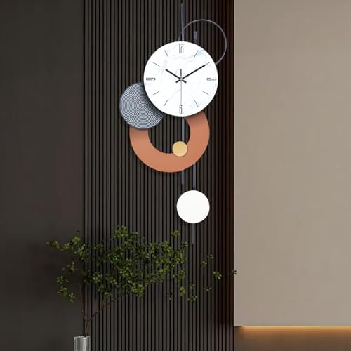 SIN&MI Decorative Wall Clocks for Living Room, Large Modern Metal Clocks Battery Operated Wall Art for Home Big Silent Clock Wall Decor for Living Room/Bedroom/Kitchen/Office,14 * 28 Inch by SINMI