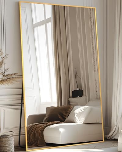 Antok Full Length Mirror, 82"x44" Floor Mirror for Bedroom, Dorm, Gold - Image 3
