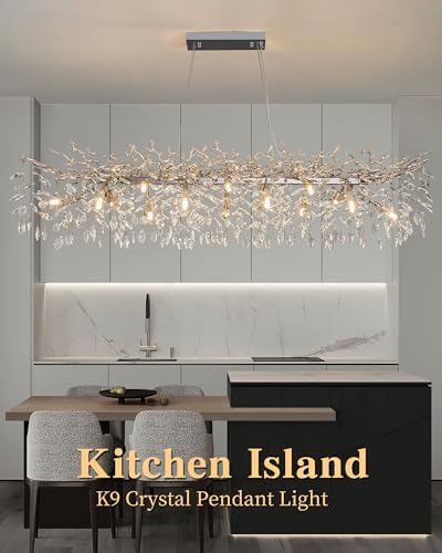 Modern Tree Branch Crystal Chandelier Luxury Silver Crystal Pendant Lighting 47.2" Contemporary 14-Light Chandeliers for Dining Room Kitchen Bedroom Living Room - Image 6