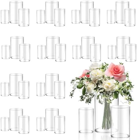 36pcs Glass Vase Cylinder for Centerpieces 4,4.7,6Inch Tall Small Flower Glass Clear Home Decor Centerpiece Table Flower Vase Decorations for Wedding＆Holiday by OGEH