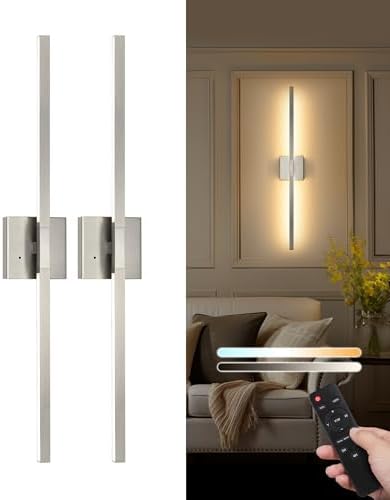 Rayogale Nickel Battery Operated Wall Sconce with Remote Control 32 Inch by Rayogale