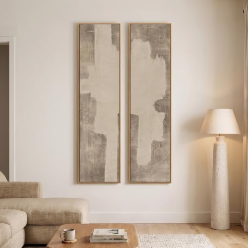 Framed Neutral Abstract Vertical Wall Art for Living Room Decor, 2 Piece - Image 4