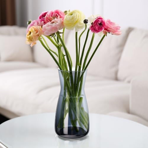 Thenshop 10 Pcs 8'' Tall Clear Glass Flower Vase for Bouquet, Smoke Grey - Image 5